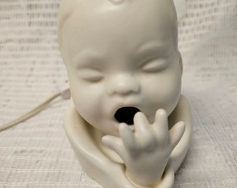 Vintage Yawning sleepy baby ceramic child's night light