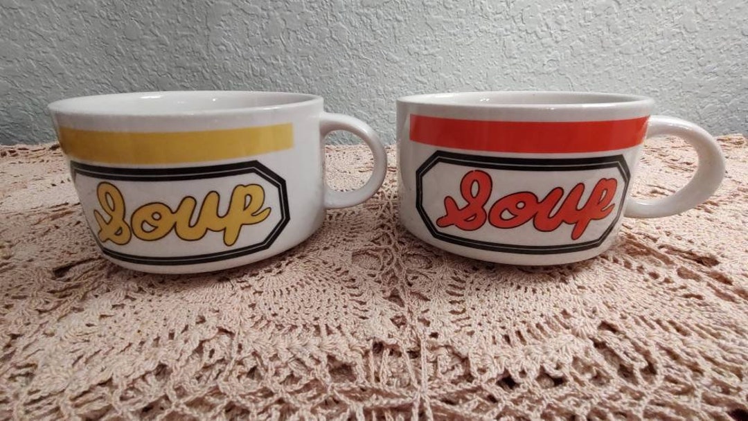 Vintage Retro Soup Bowl Set Orange and Yellow Etsy