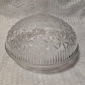 Vintage Mid Century Clear Glass ceiling Light SHADE, globe Starburst pattern