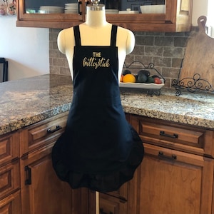 Handmade Personalized apron, Black embroidered apron, feminine apron , Women’s personalized apron,
