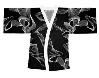 Dragon Long Sleeve Kimono Robe All Over Print (Black)2024 Chinese Zodiac Trendy