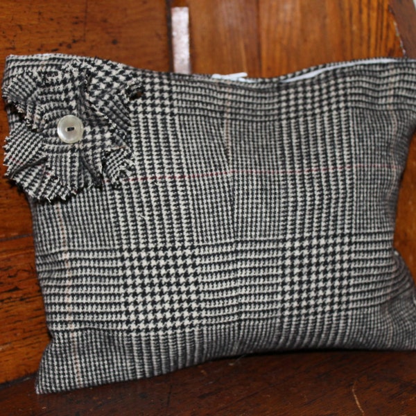 Small black & white Camel's Hair Glen Plaid bag