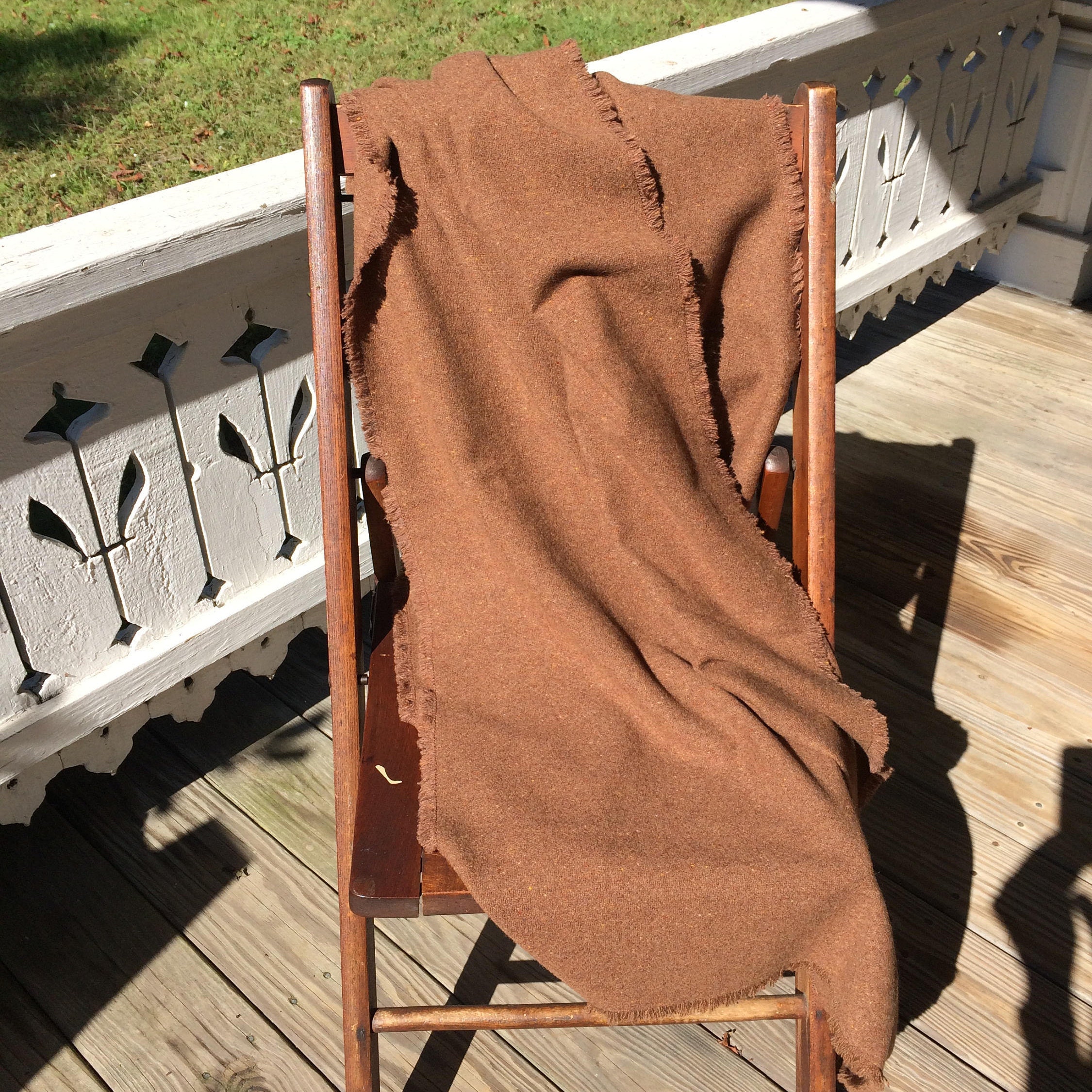 Brown Extra Large Rectangular Wool Blanket Scarf Etsy UK