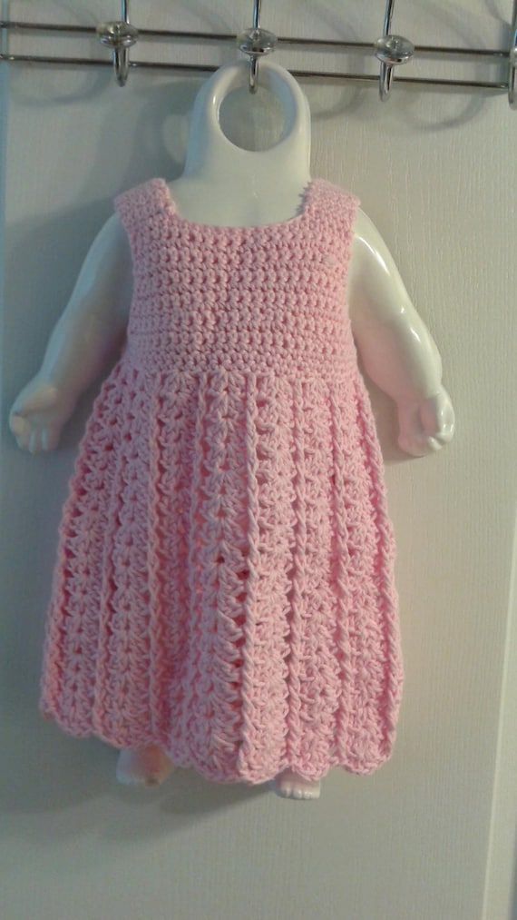 Crochet Baby Sundress, Pink And Pretty, 0-3 Months, Crochet Baby Clothes, Photo Baby Props, Crochet Baby Dress, Pretty Crochet Dress
