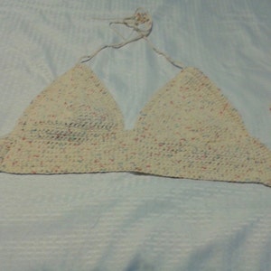 Bikini seductor, Crop-Top de verano, Beige Rosa N Azul, Adulto Grande, Ropa de Mujer, Fotografía Prop, Bikini Crop-Top, Crochet Crop-Top imagen 4