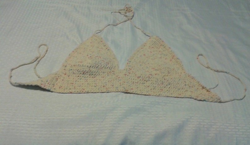 Bikini seductor, Crop-Top de verano, Beige Rosa N Azul, Adulto Grande, Ropa de Mujer, Fotografía Prop, Bikini Crop-Top, Crochet Crop-Top imagen 4