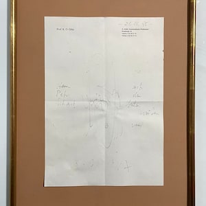 1995 Maestro alemán Karl Otto Gotz (K.O. Gotz) 1914-2017 Movimiento COBRA Boceto a tinta sobre papel membretado