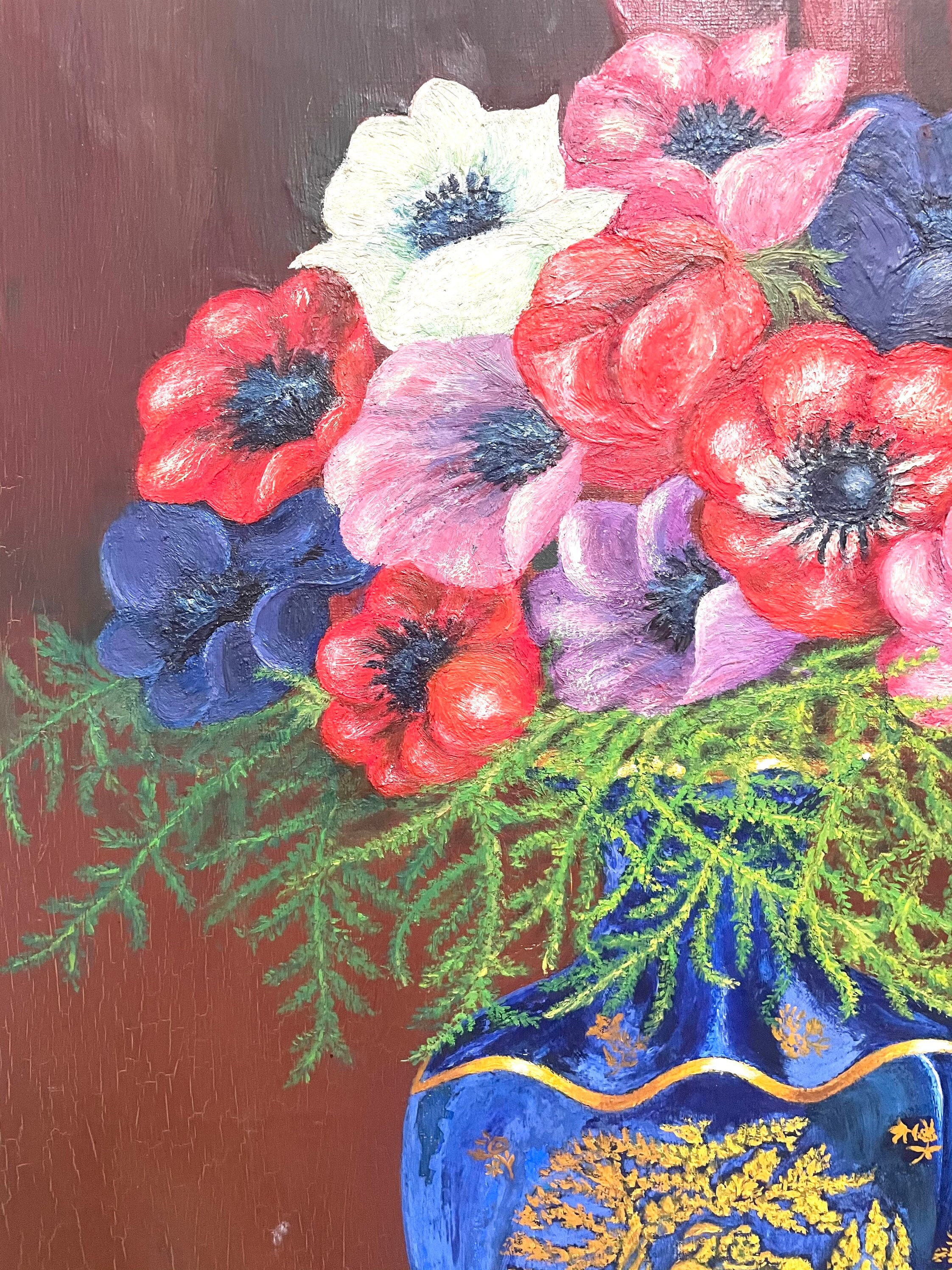 1950s French Shabby Chic Oil Painting on Canvas Etsy