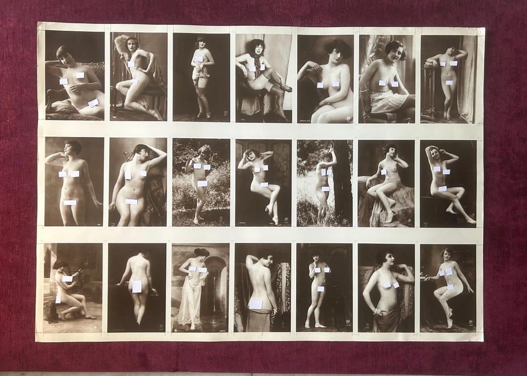 1920s Antique Vintage Photo Board Reprint of Italian Woman Nudes 21 Photos Old Erotic