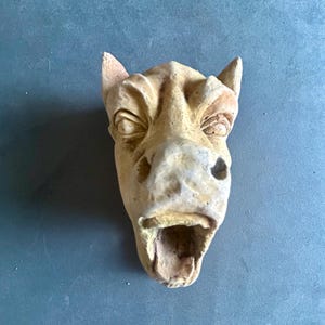 1700s French Gothic Grotesque Stone Sculpture Antique Church Architectural Fragment Medieval Gargoyle Dragon head Wall Art Decor.