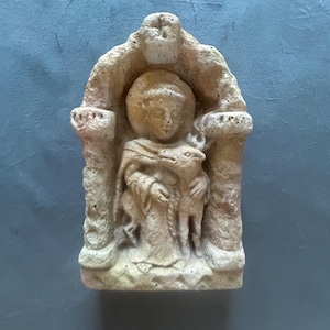 1700s French Gothic Stone Sculpture Saint Hubert Religious Church Bas Relief Antique Architectural Fragment Wall Decor
