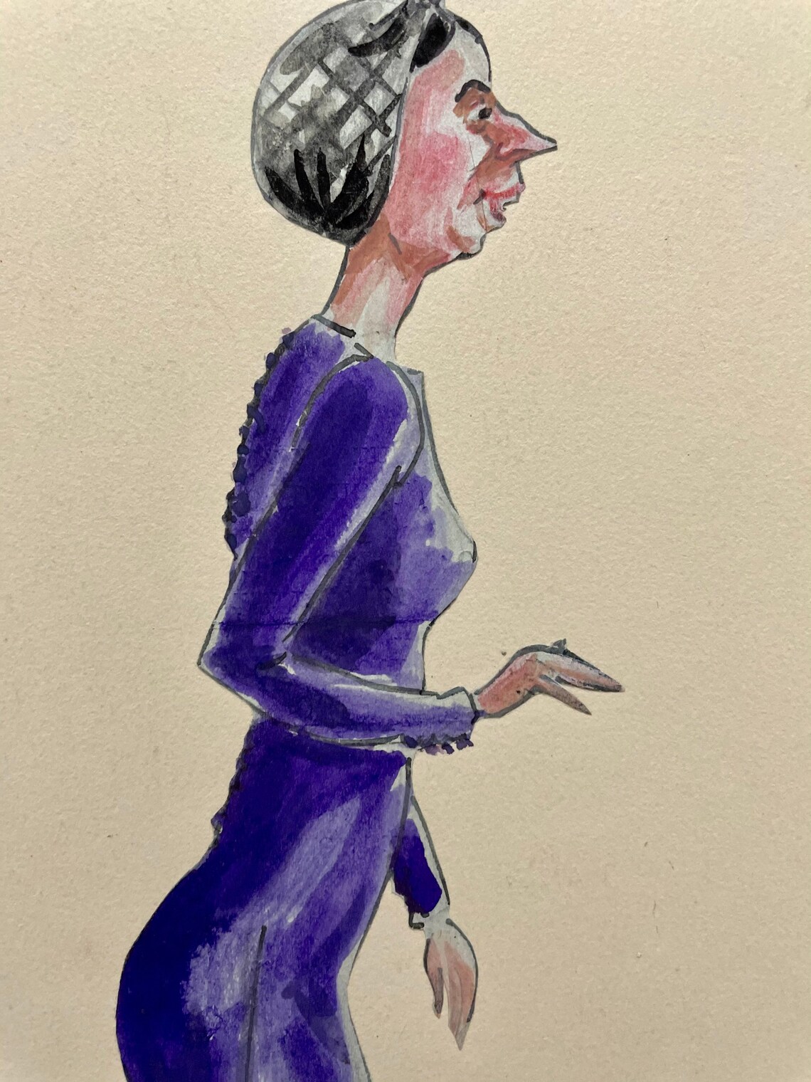 1930s French Satirical Sketch Gouache on Paper. Grotesque Etsy UK