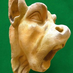 1700s French Gothic Grotesque Stone Sculpture Antique Church Architectural Fragment Medieval Gargoyle Dragon head Wall Art Decor.