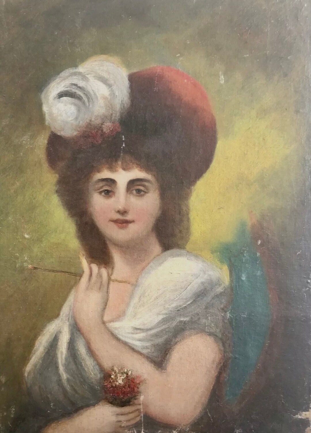 1880s French Shabby Chic Oil Painting on Canvas Etsy