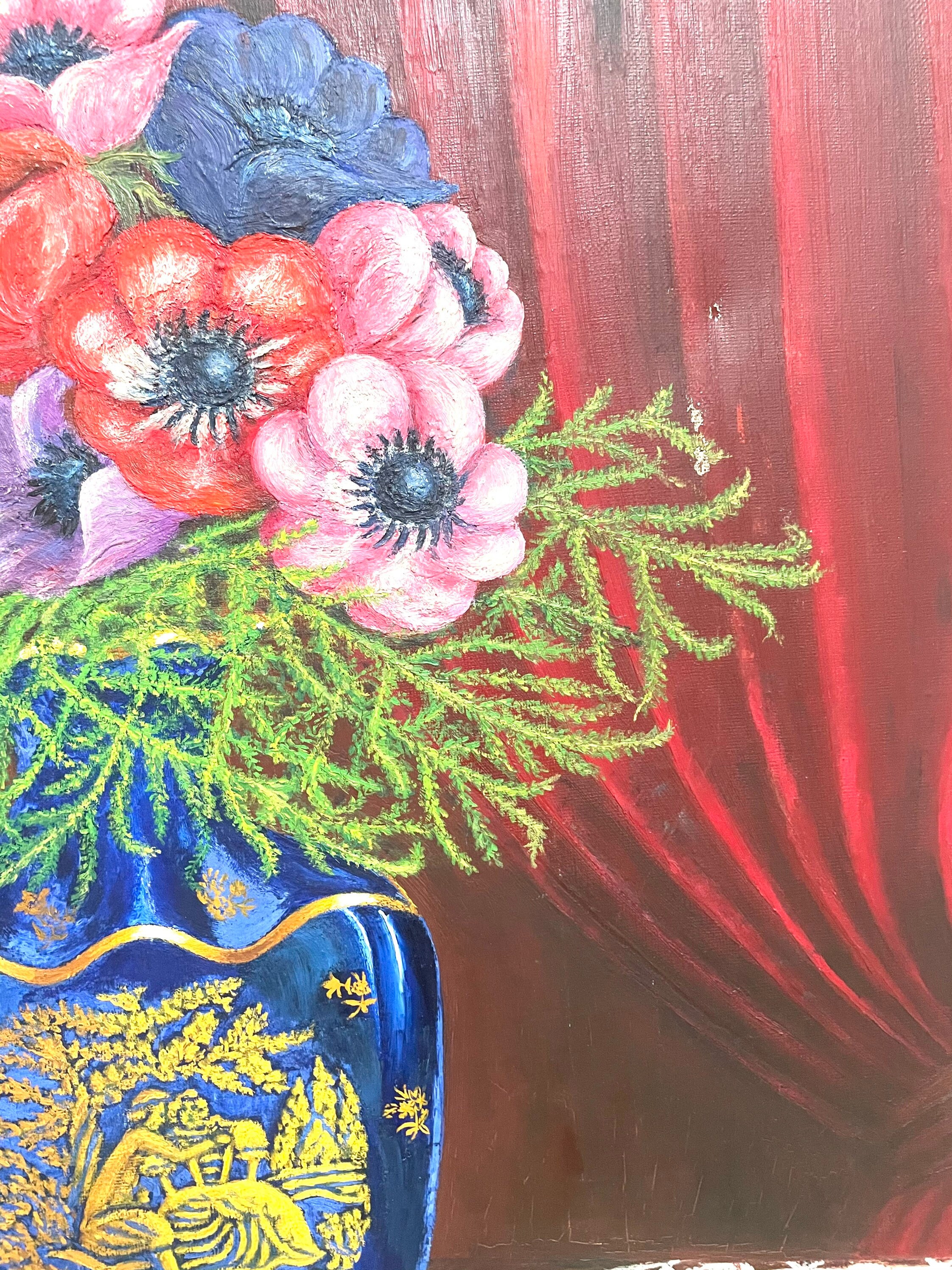 1950s French Shabby Chic Oil Painting on Canvas Etsy