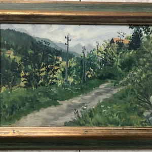 1950er Jahre Französisches Ölbild auf Platte