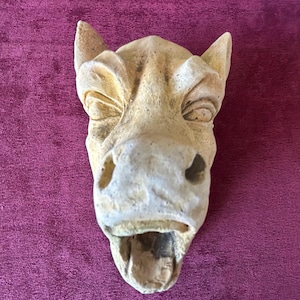 1700s French Gothic Grotesque Stone Sculpture Antique Church Architectural Fragment Medieval Gargoyle Dragon head Wall Art Decor.