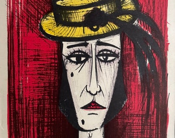 1960s Bernard Buffet EA Artist’s Proof Lithograph In Fancy Dress & Rita - 1962 French Modernist Clown and Woman Portrait - Signed Pencil EA