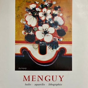Cartel de exposición de una galería de arte francesa de los años 70. Artista Menguy. Galería de Niza. Riviera Francesa.