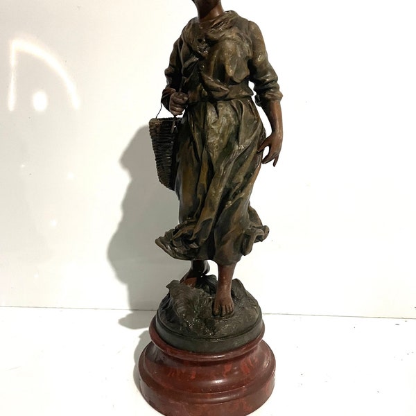 1910s Belgian Sculptor Victor Rousseau (1865-1954) Regulus Statue. Signed. Titled in French Depart de Pêche.