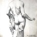 1890s  French pencil drawing on Paper. Male nude. Academic graphite. 