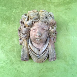 1700s French Gothic Grotesque Stone Sculpture Antique Church Architectural Fragment Medieval Gargoyle Wall Art Decor.