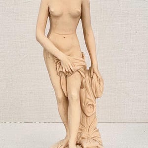 1950s Italian sculpture alabaster-resin statue of Greek Goddess emerging from the bath. Mythology sculpture.