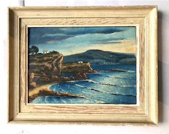 1950s French Oil Painting on canvas. French Riviera. Cap Negre