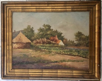 1940s French oil painting on wood