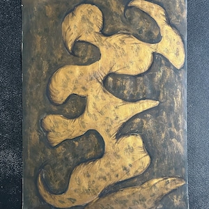 Composizione astratta a olio su carta, francese, anni '60. Arte moderna. Movimento astratto.