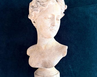 1700s French Antique Romanticism head woman Stoneware sculpture Classic academic woman portrait Garden outdoor statue decoration Bust.