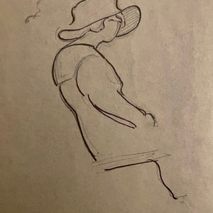 Disegno a inchiostro su carta, Francia, anni '10. Donna francese con cappello.