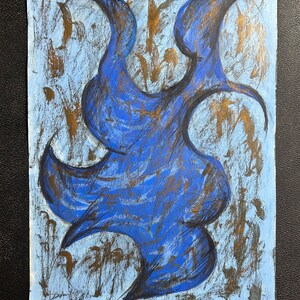 Composizione astratta a olio su carta, francese, anni '60. Arte moderna. Movimento astratto.