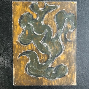 Composizione astratta su carta, gouache astratta francese degli anni '60. Arte moderna. Movimento astratto.