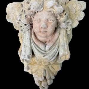 1700s French Gothic Grotesque Stone Sculpture Antique Church Architectural Fragment Medieval Gargoyle Wall Art Decor.