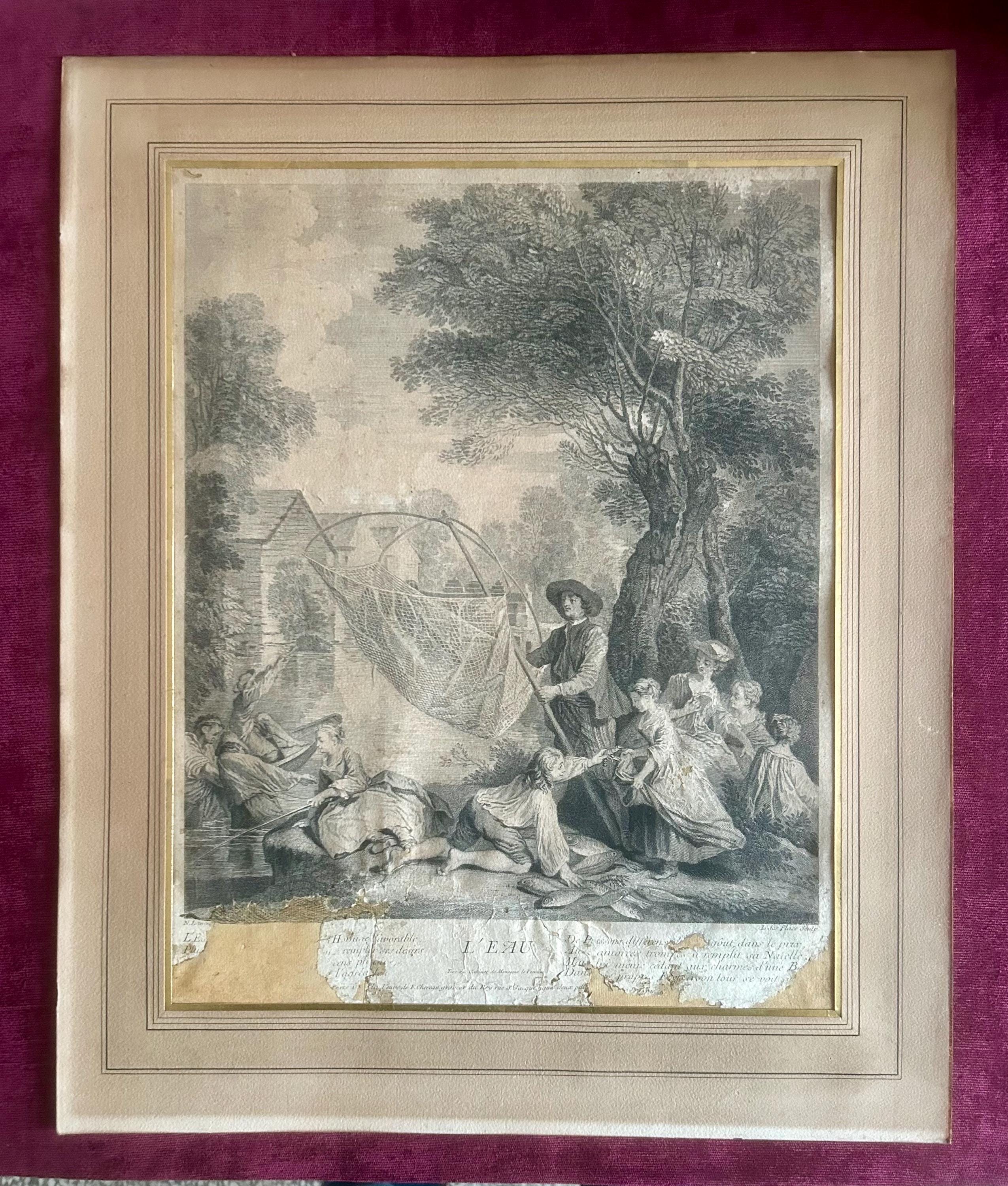 1700s French Painter Nicolas Lancret (1690-1743) Engraving on