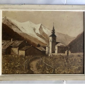 1940er Jahre Französisches Öl Gemälde auf Holz