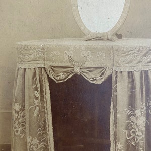 1800s French Antique photo from technical file of Furniture design / architect studio. Architectural photo. Dressing table. Mirror. image 4