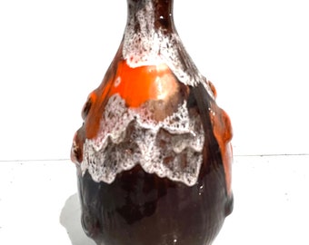 1940s French Antique Real Vallauris Pottery Porcelain Glazed Vase