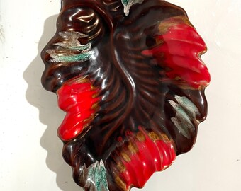 1950s French Vintage Vallauris Porcelain valet tray vide-poches bowl. Glazed, enameled pottery