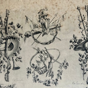 1880s French Antique Engraving on Paper. 16 Trophies Composed of ...