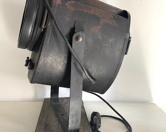 1940s French Antique Theater Spot Light. Industrial Lamp. Real Movie Floor spot light. Industrial Design.