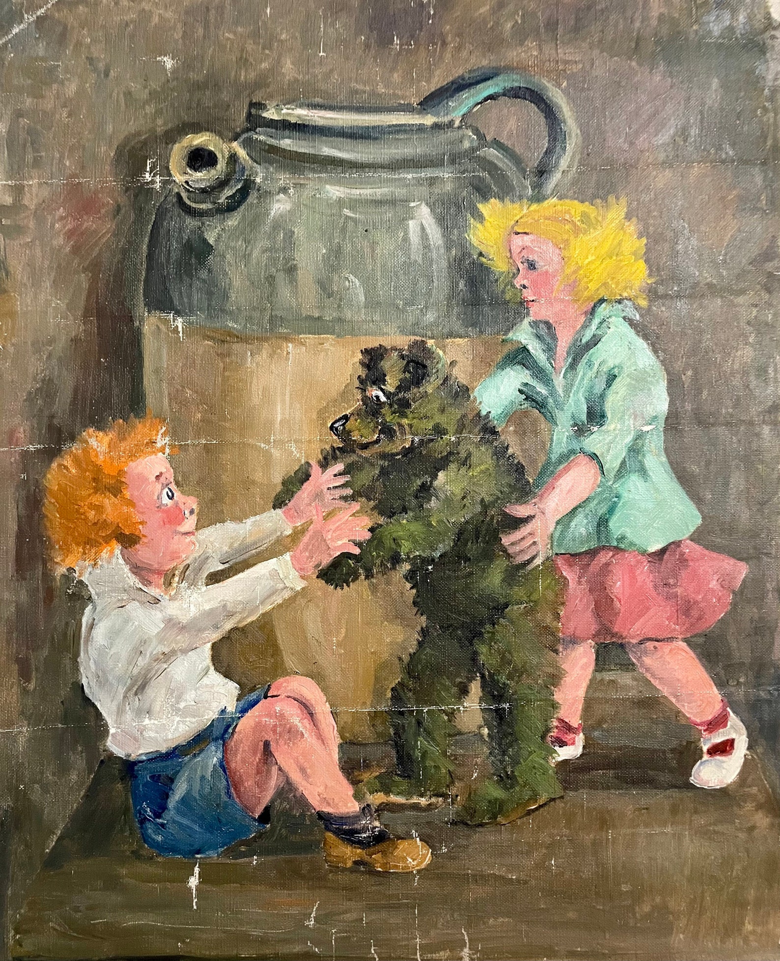 1960s French Vintage Naive Art / Kitsch Art Oil Painting on Etsy