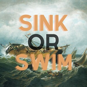 Sink or Swim Digital Print, Vintage Art, Vintage Typography