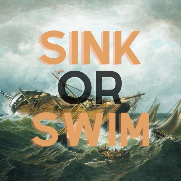 Sink or Swim Digital Print, Vintage Art, Vintage Typography