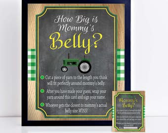 Tractor Baby Shower Printable Game, Mommy's Belly Game, Farm Baby Shower Activities, How Big is the Belly, Baby Belly Game, Instant Download