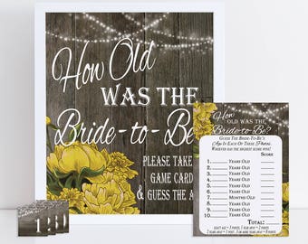 How Old Was The Bride To Be, Guess the Bride's Age, Bridal Shower Game Printable, Photo Game, Floral Party Game, Instant Download