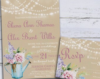 Printable Floral Wedding Invitations Diy Rustic Wedding Etsy