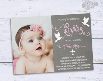 items similar to christening invitation baptism invitation