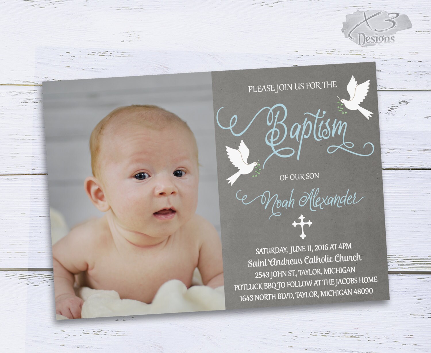 Baptism Invitations Printable Boy Baptism Invitations Etsy
